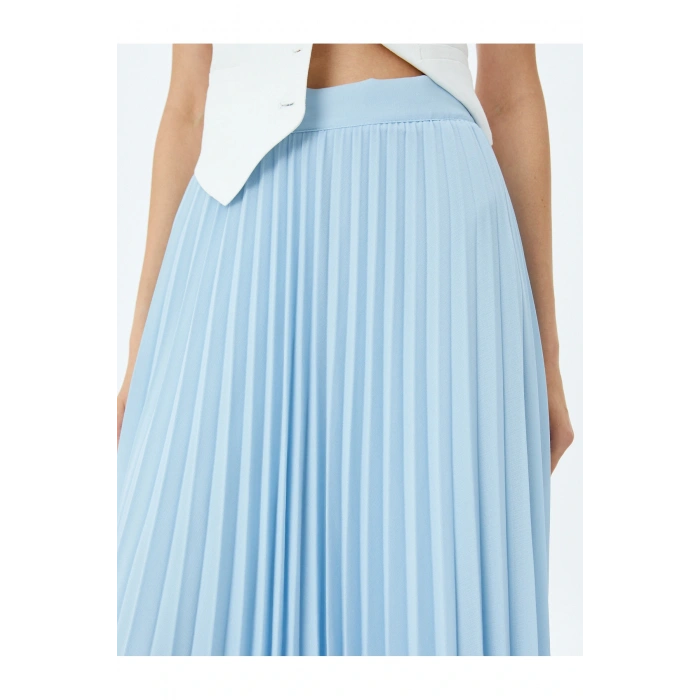 Astarlı Standart Bel Midi Boy Pileli Etek