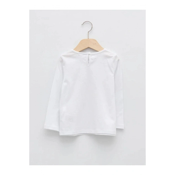 Baby Bisiklet Yaka Uzun Kol Baskılı Kız Bebek Tişört