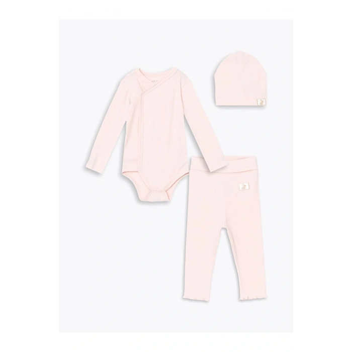 baby Pembe Bisiklet Yaka Kız Bebek Hastane Çıkış Seti 3lü