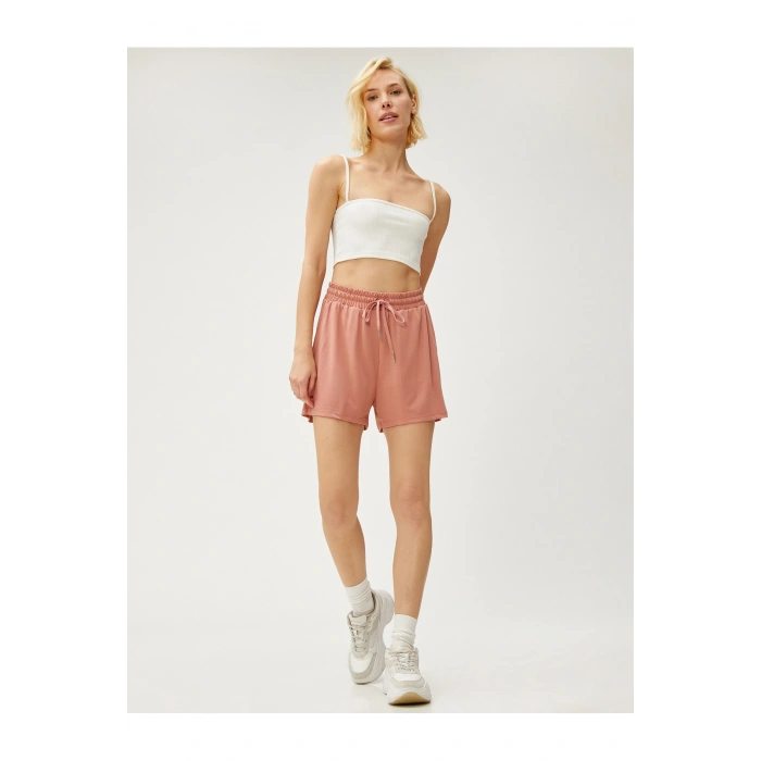 Bağlamalı Bel Standart Gül Kurusu Kadın Şort 3sak70005ek