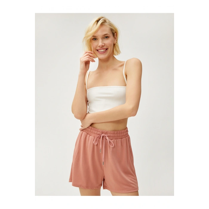 Bağlamalı Bel Standart Gül Kurusu Kadın Şort 3sak70005ek