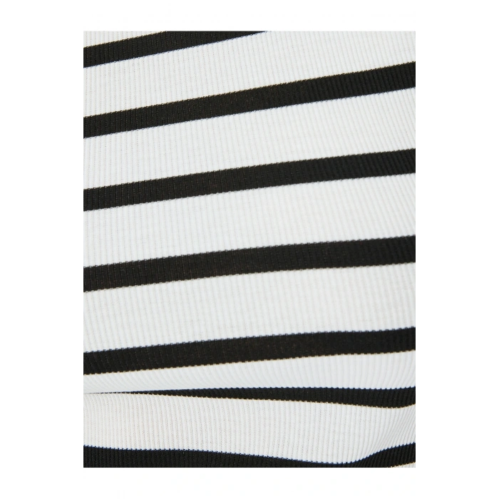 Basic Çizgili Bisiklet Yaka Kısa Kollu Kaşkorse Slim Fit Kadın Tişört