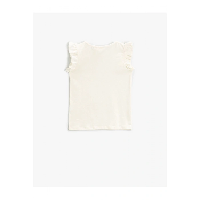 Basic Kolları Fırfırlı Tişört Pamuklu