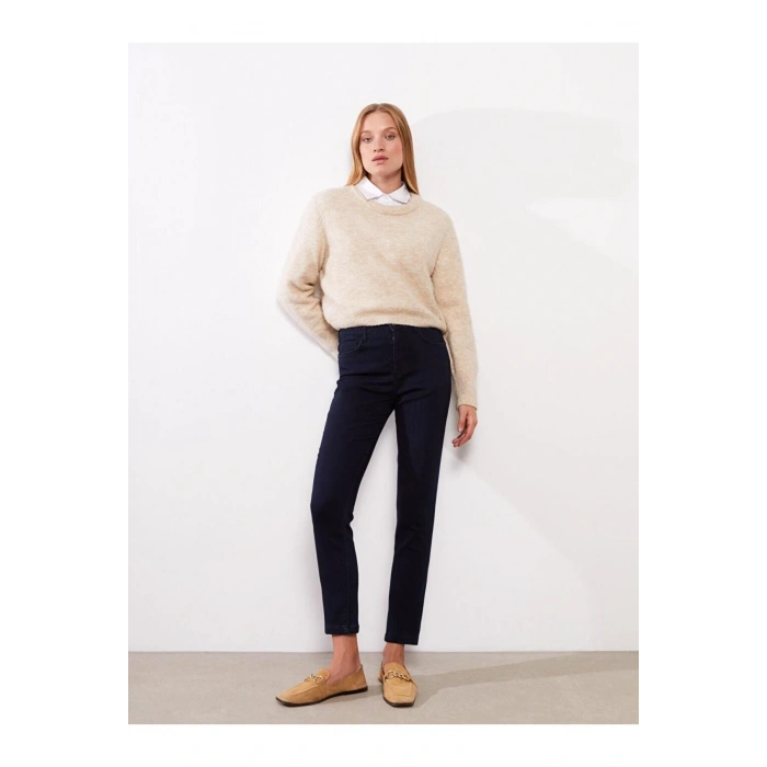 Basic Slim Fit Düz Kadın Jean Pantolon