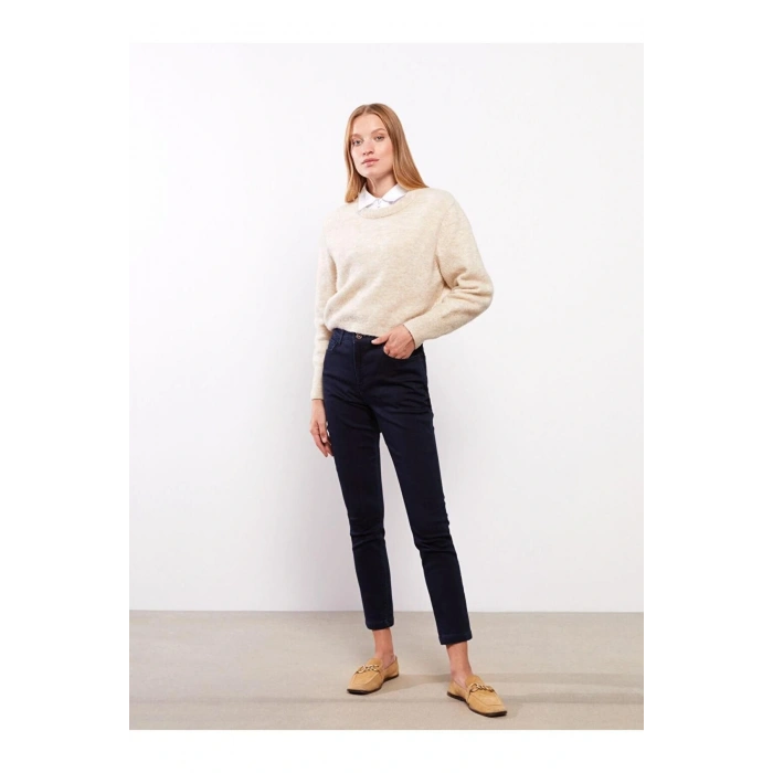 Basic Slim Fit Düz Kadın Jean Pantolon