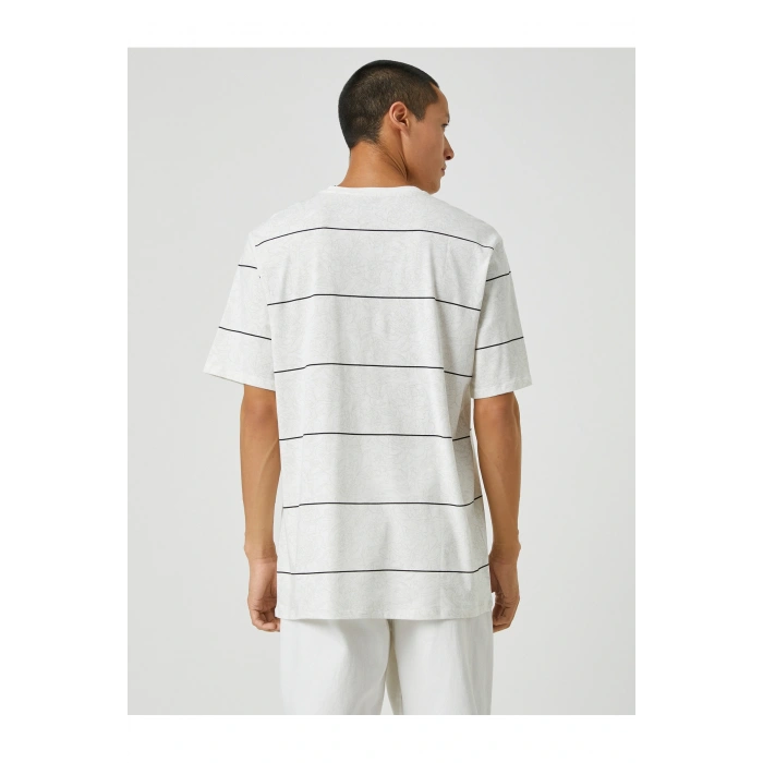 Basic Tişört Bisiklet Yaka Çizgili