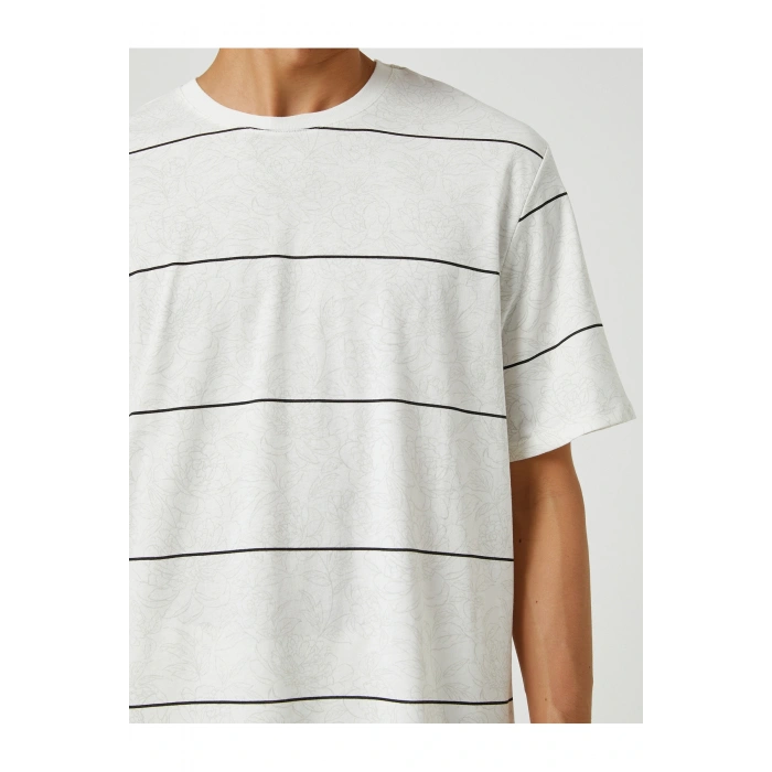Basic Tişört Bisiklet Yaka Çizgili