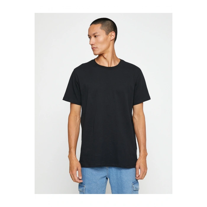 Basic Tişört Slim Fit Bisiklet Yaka Kısa Kollu Pamuklu