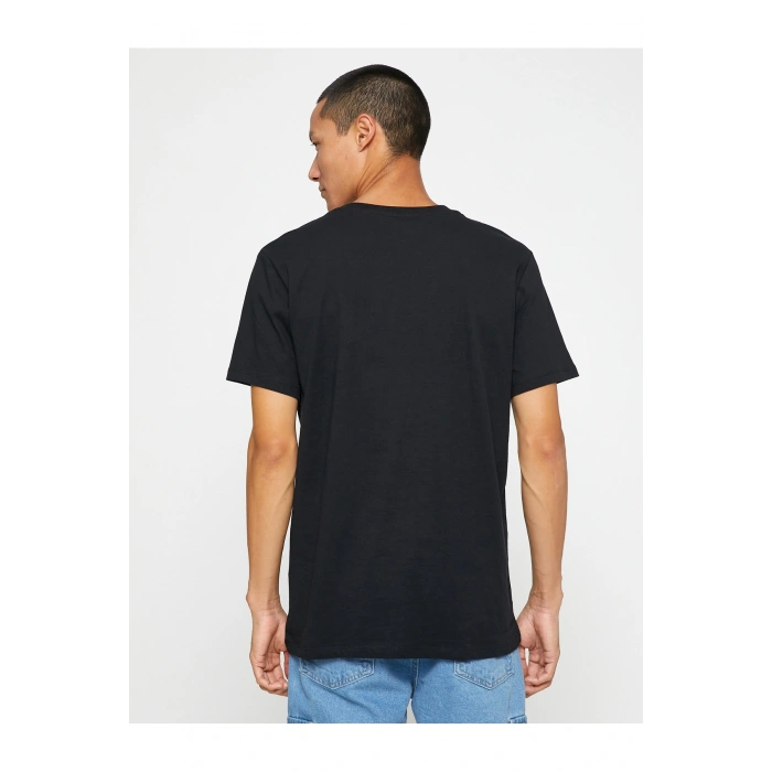 Basic Tişört Slim Fit Bisiklet Yaka Kısa Kollu Pamuklu