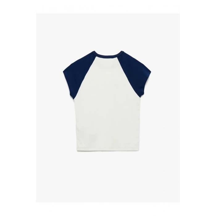 Baskılı Renk Bloklu Slim Fit Kısa Kollu Tişört