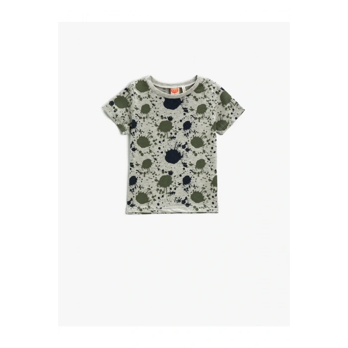 Baskılı Tişört Kısa Kollu Bisiklet Yaka Pamuklu