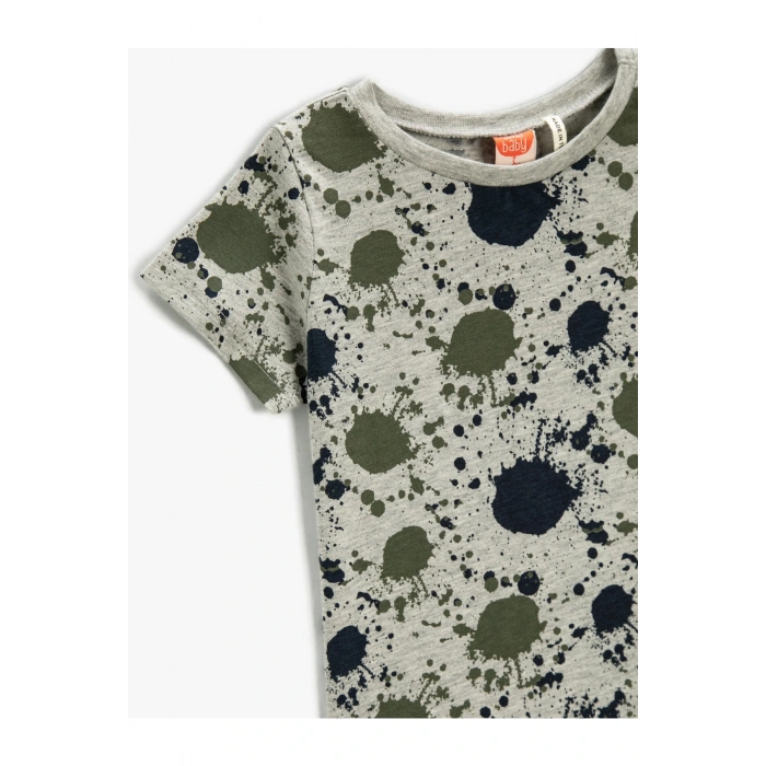 Baskılı Tişört Kısa Kollu Bisiklet Yaka Pamuklu