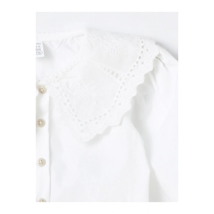 Bebe Yaka Fırfırlı Uzun Kollu Kız Bebek Gömlek