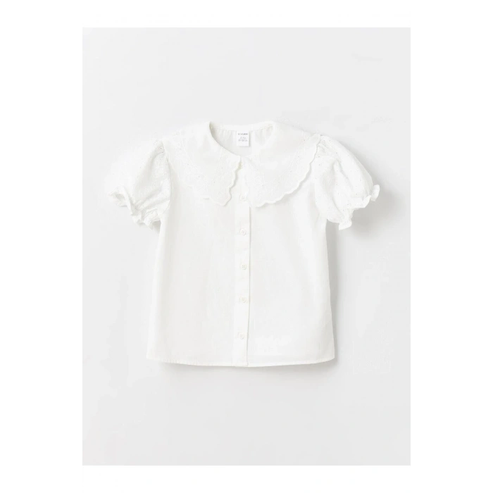 Bebe Yaka Kısa Kollu Kız Bebek Gömlek (S4)