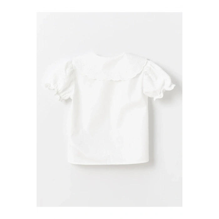 Bebe Yaka Kısa Kollu Kız Bebek Gömlek (S4)