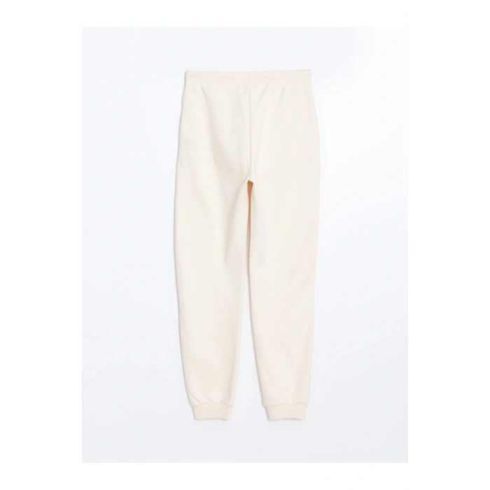 Bej Beli Lastikli Kız Çocuk Kalın Jogger Eşofman Altı