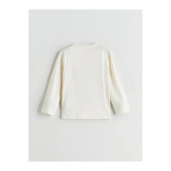 Bej Bisiklet Yaka Kaplan Baskılı Erkek Çocuk Tişört