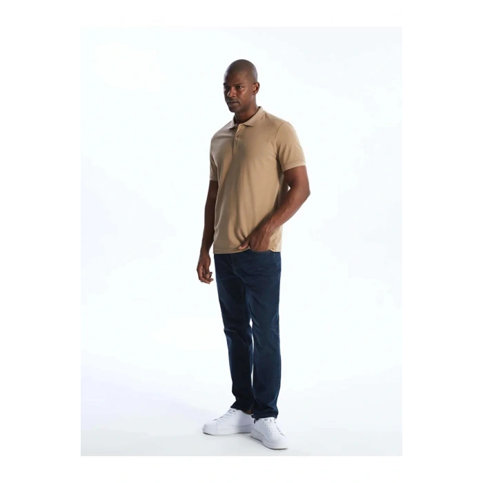 Bej Polo Yaka Kısa Kollu Erkek Tişört