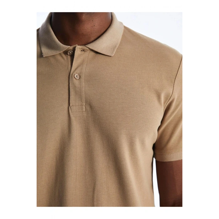 Bej Polo Yaka Kısa Kollu Erkek Tişört