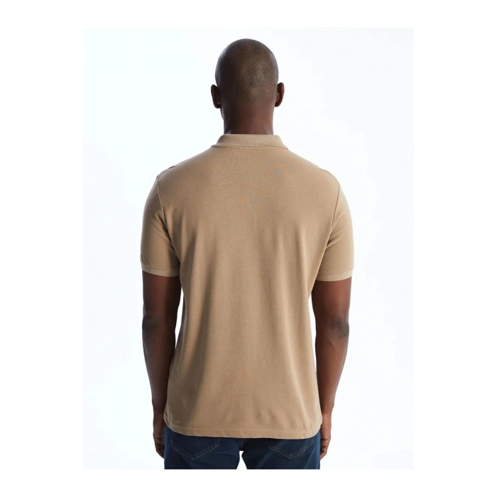 Bej Polo Yaka Kısa Kollu Erkek Tişört