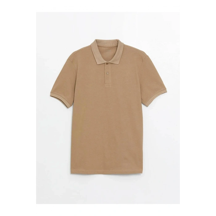 Bej Polo Yaka Kısa Kollu Erkek Tişört