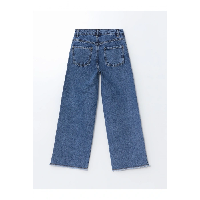 Beli Ayarlanabilir Lastikli Çiçekli Kız Çocuk Jean Pantolon