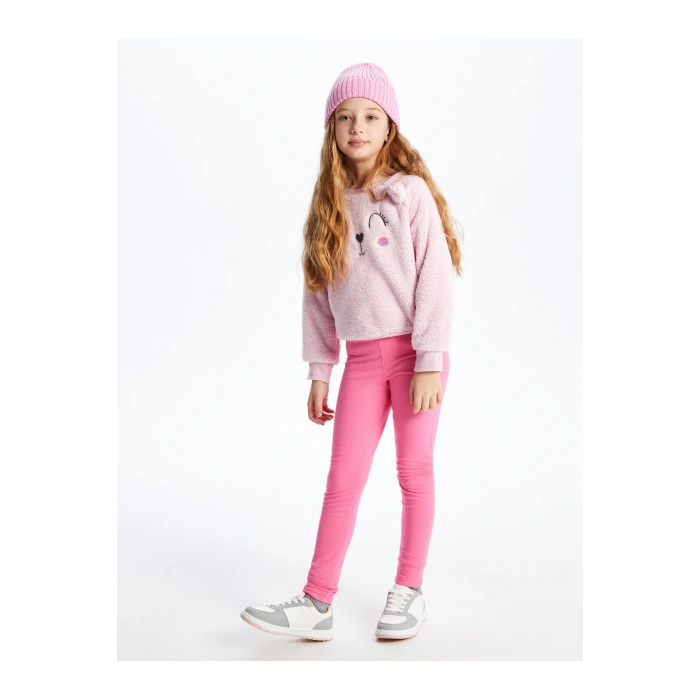 Beli Lastikli Basic Kız Çocuk Tayt