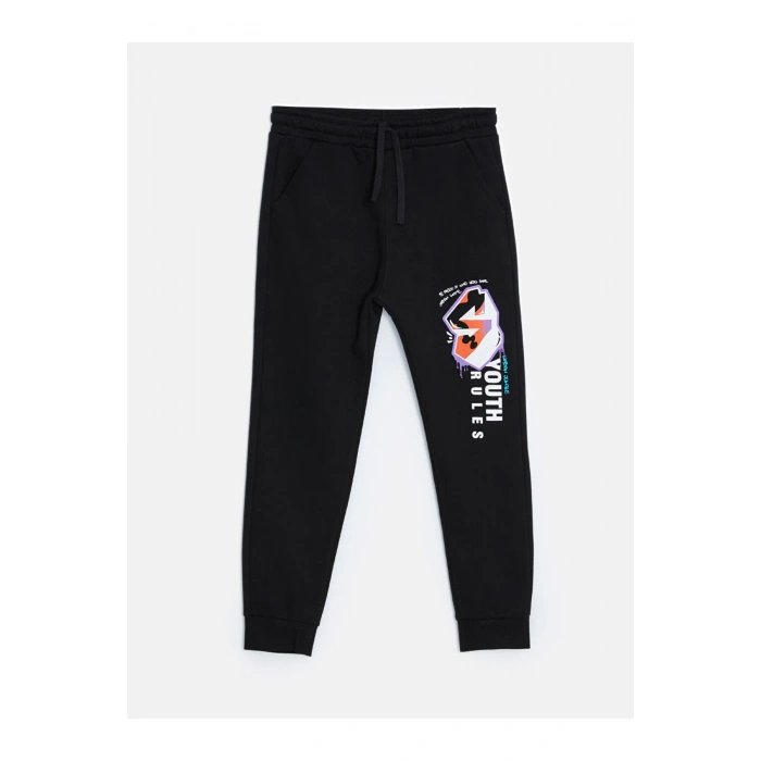 Beli Lastikli Baskılı Erkek Çocuk Jogger Eşofman Altı