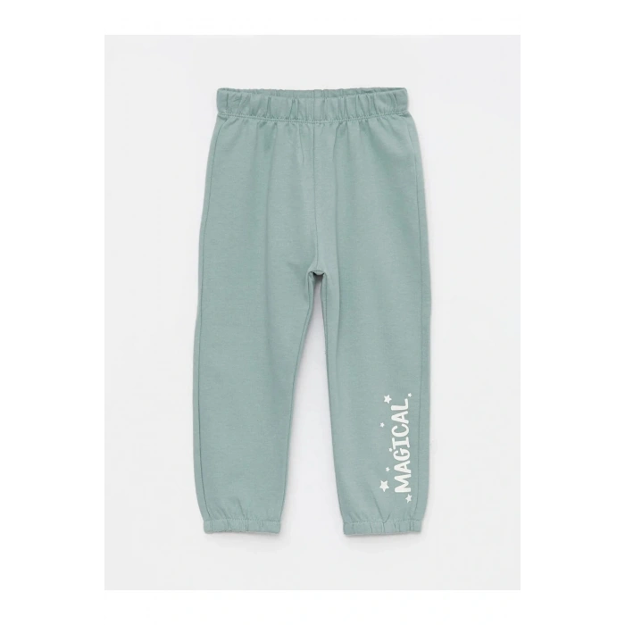 Beli Lastikli Baskılı Kız Bebek Eşofman Alt