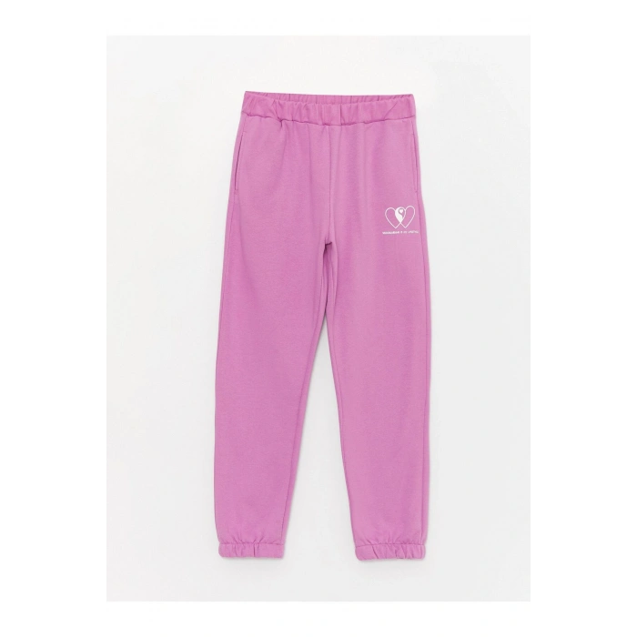Beli Lastikli Baskılı Kız Çocuk Jogger Eşofman Altı
