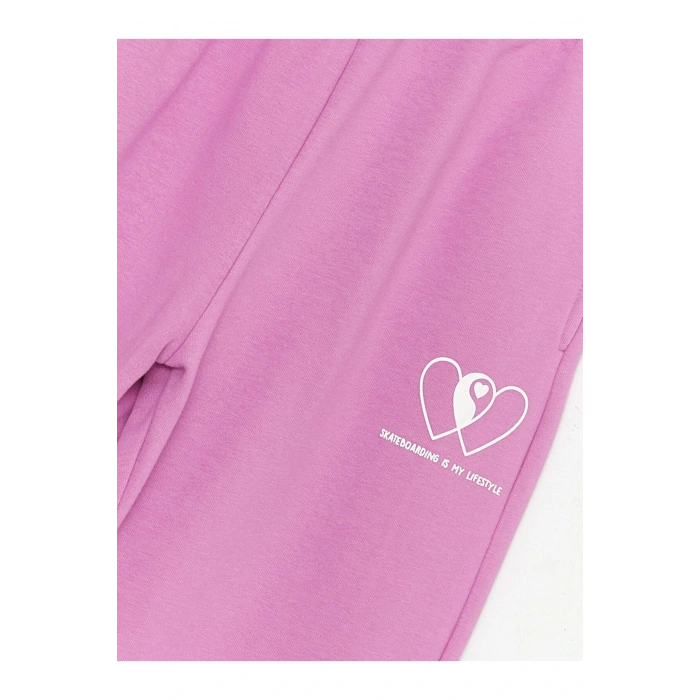 Beli Lastikli Baskılı Kız Çocuk Jogger Eşofman Altı