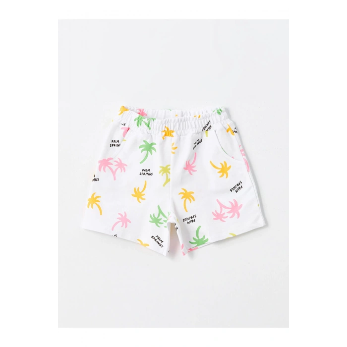 Beli Lastikli Baskılı Kız Çocuk Şort
