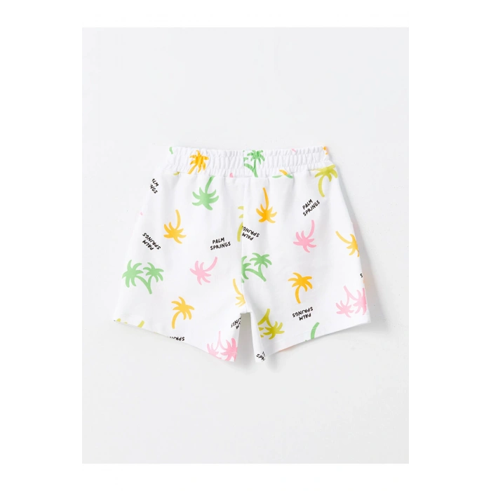 Beli Lastikli Baskılı Kız Çocuk Şort