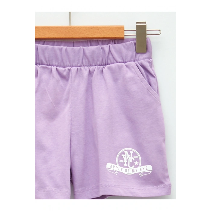 Beli Lastikli Baskılı Kız Çocuk Şort