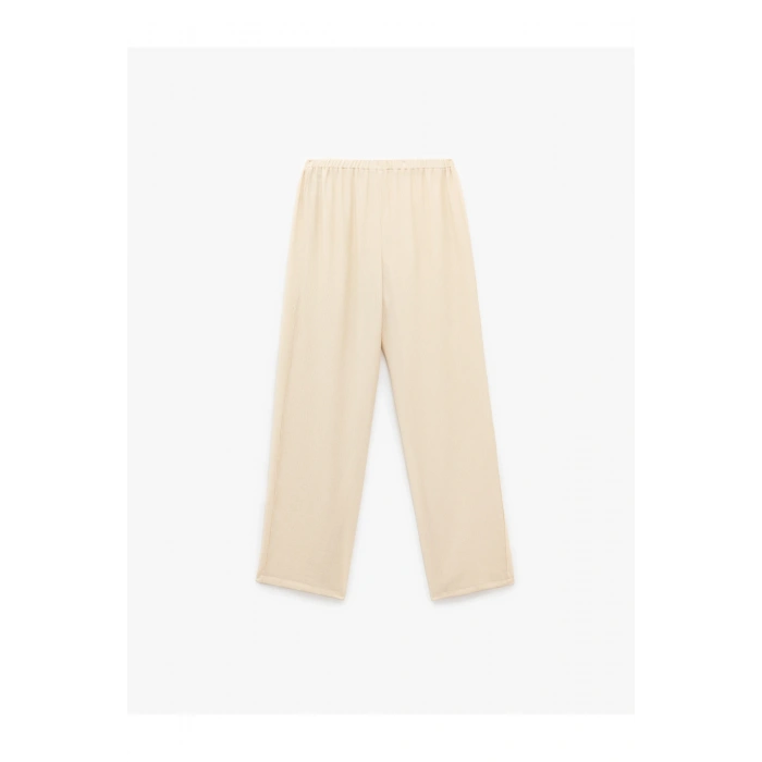 Beli Lastikli Bürümcük Düz Paça Pantolon