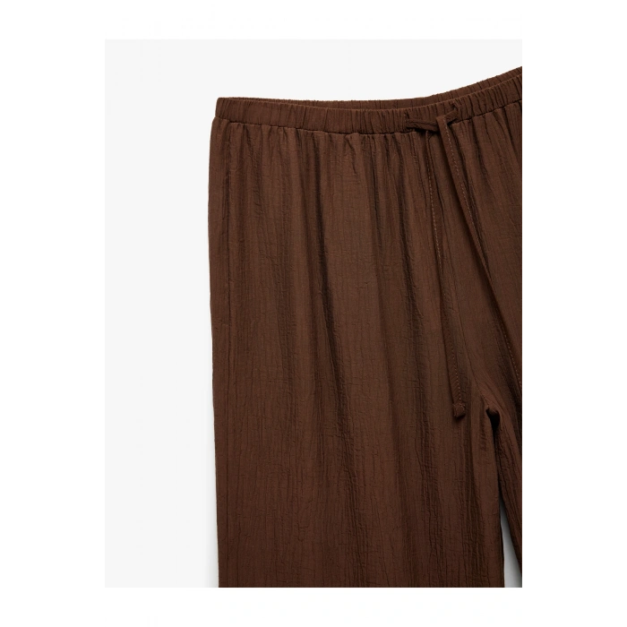 Beli Lastikli Bürümcük Düz Paça Pantolon