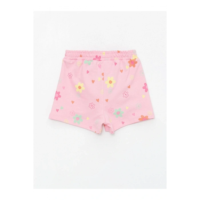 Beli Lastikli Çiçek Desenli Kız Bebek Şort (S4)