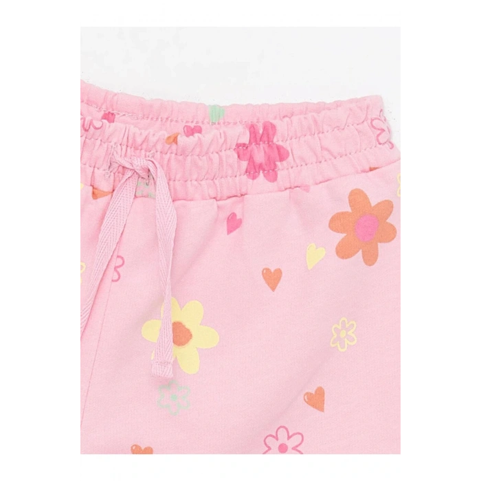 Beli Lastikli Çiçek Desenli Kız Bebek Şort (S4)