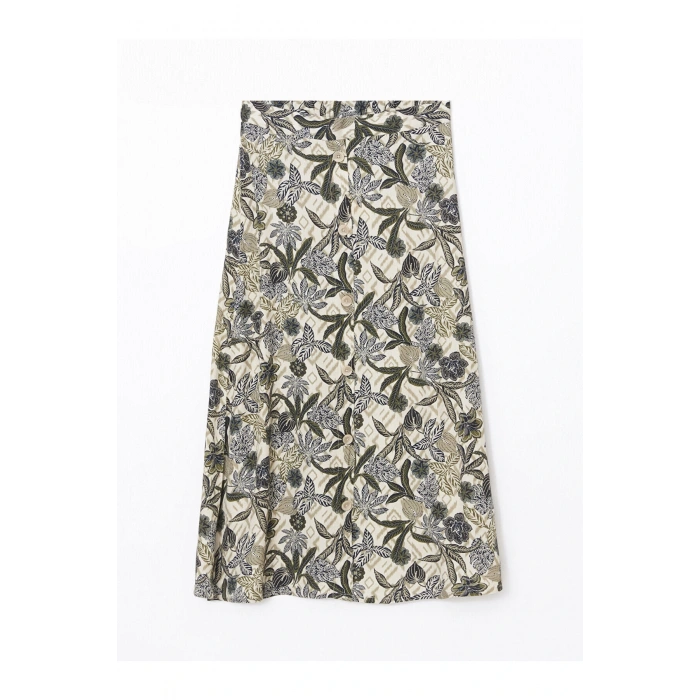 Beli Lastikli Çiçekli Kadın Etek