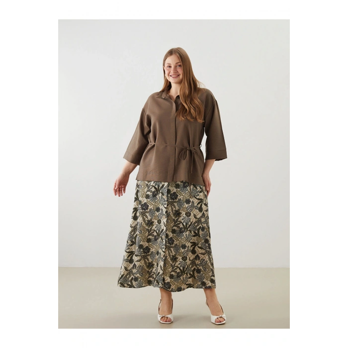 Beli Lastikli Çiçekli Kadın Etek