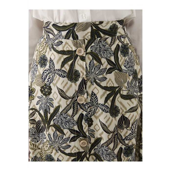 Beli Lastikli Çiçekli Kadın Etek