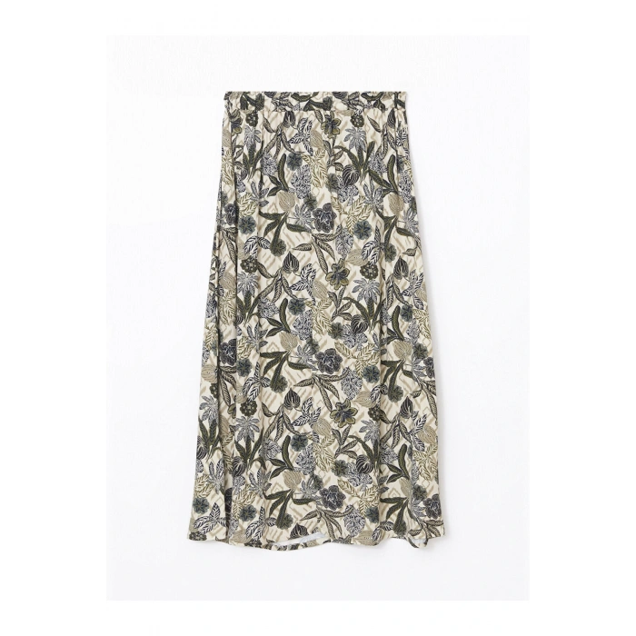 Beli Lastikli Çiçekli Kadın Etek