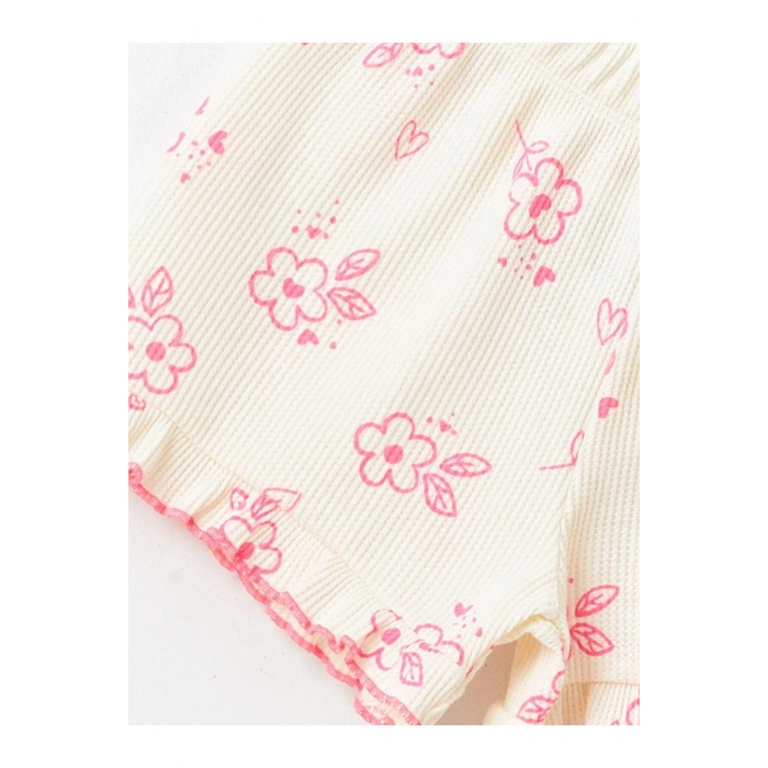 Beli Lastikli Çiçekli Kız Bebek Şort (S4)