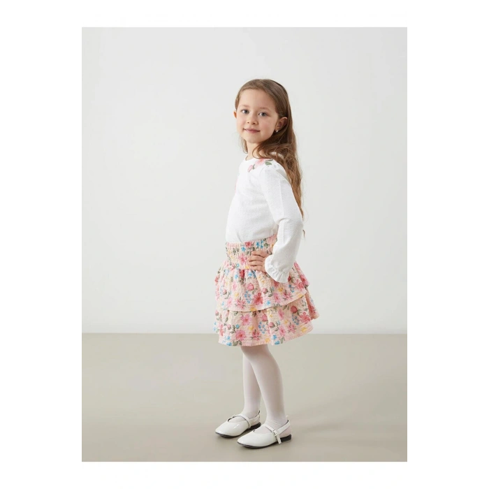 Beli Lastikli Çiçekli Kız Çocuk Etek (S5)