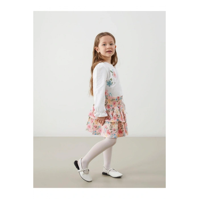 Beli Lastikli Çiçekli Kız Çocuk Etek (S5)