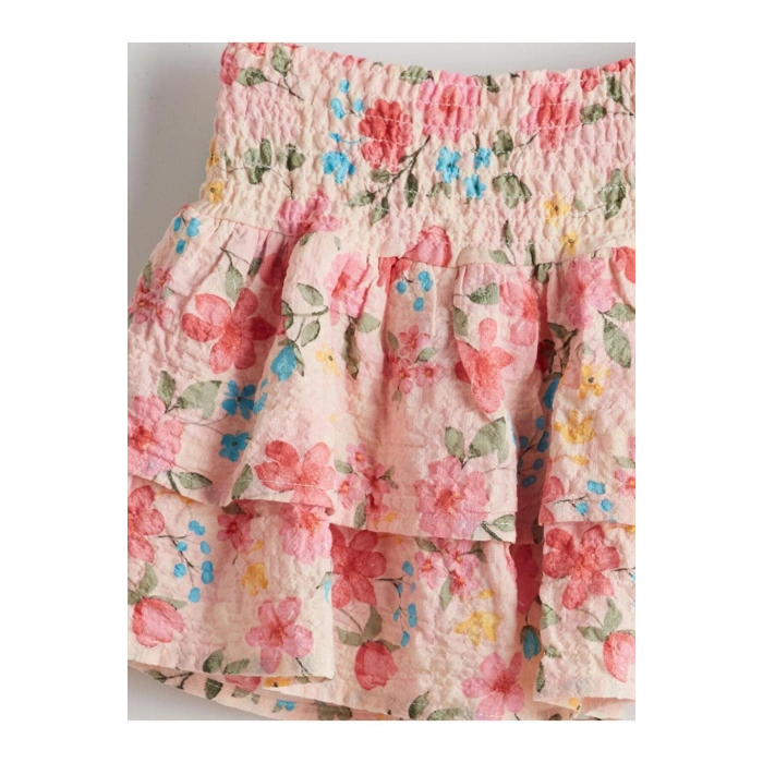 Beli Lastikli Çiçekli Kız Çocuk Etek (S5)
