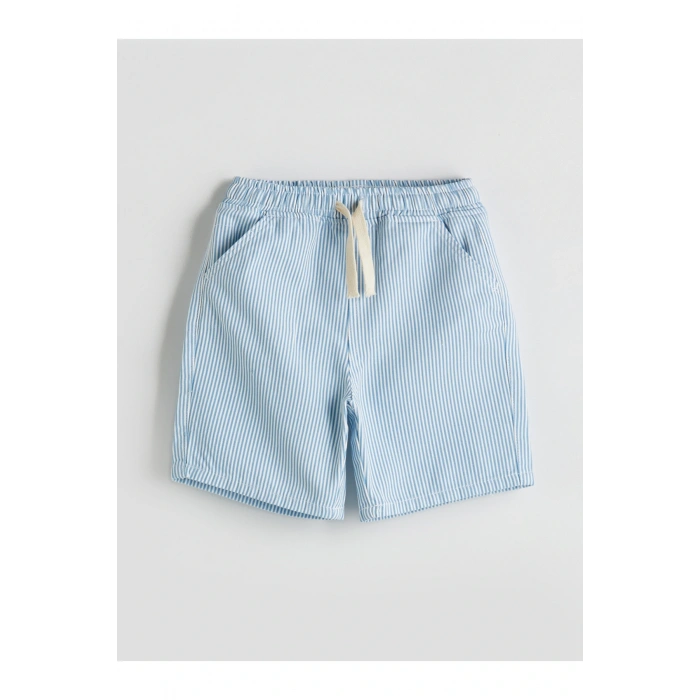 Beli Lastikli Çizgili Erkek Çocuk Şort