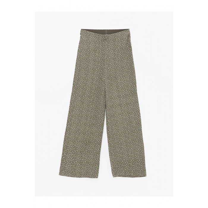 Beli Lastikli Desenli Geniş Paça Kadın Pantolon