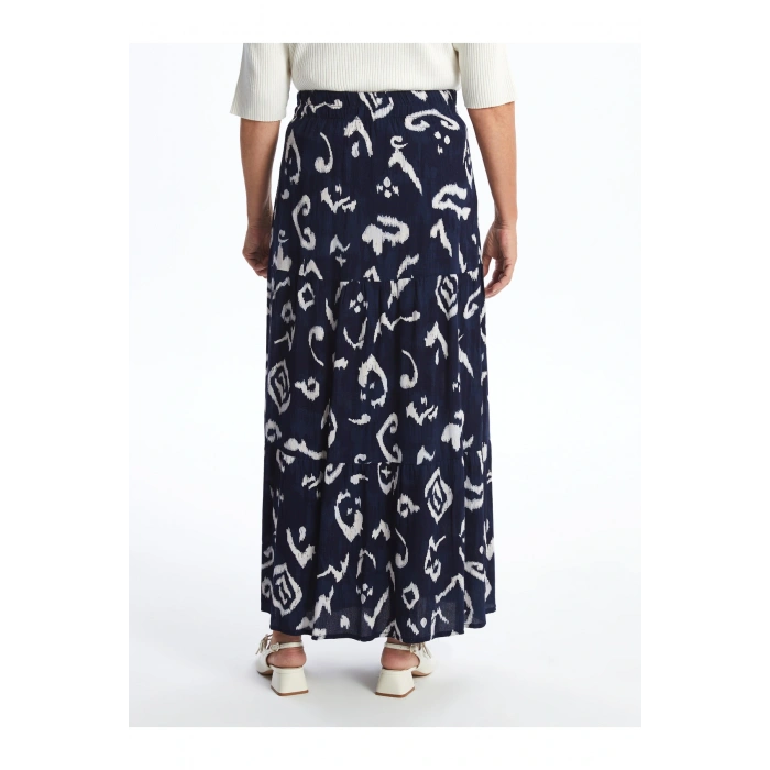 Beli Lastikli Desenli Kadın Etek