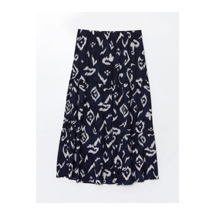 Beli Lastikli Desenli Kadın Etek